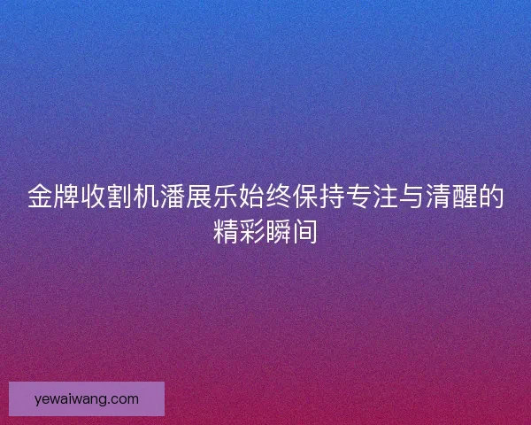 金牌收割机潘展乐始终保持专注与清醒的精彩瞬间